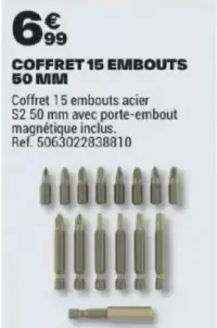 COFFRET 15 EMBOUTS 50 MM
