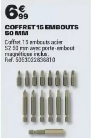 COFFRET 15 EMBOUTS 50 MM