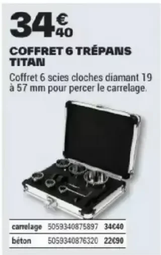 COFFRET 6 TRÉPANS TITAN