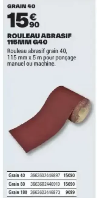 Rouleau Abrasif 115mm G40