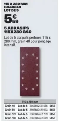 5 Abrasifs 115x280 G40
