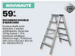 ESCABEAU DOUBLE 5 MARCHES