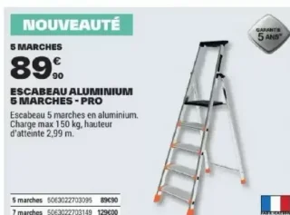 ESCABEAU ALUMINIUM 5 MARCHES - PRO