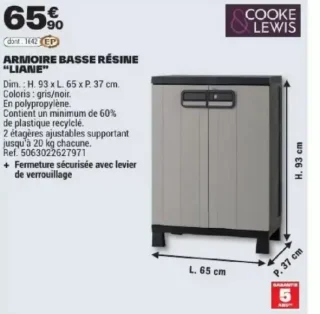 Armoire basse résine "Liane" Cooke & Lewis