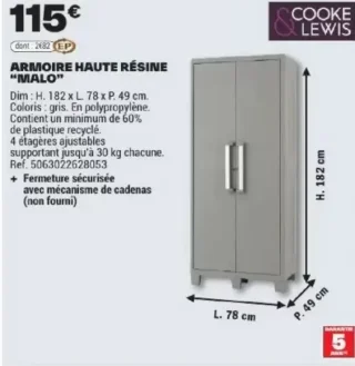 Armoire haute résine "Malo" Cooke & Lewis