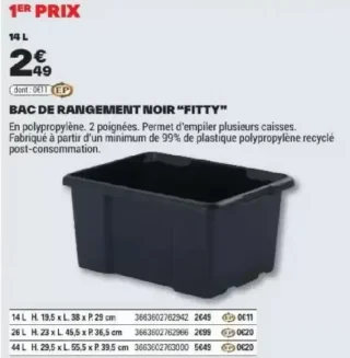 BAC DE RANGEMENT NOIR "FITTY"