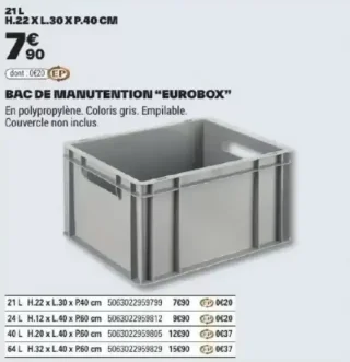 BAC DE MANUTENTION "EUROBOX"