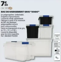 BAC DE RANGEMENT GRIS "XAGO"