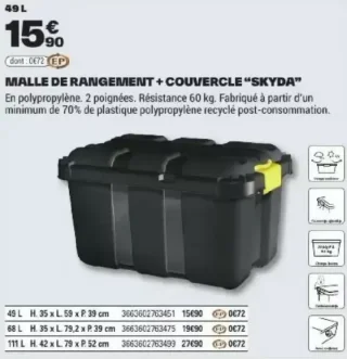 MALLE DE RANGEMENT + COUVERCLE "SKYDA"