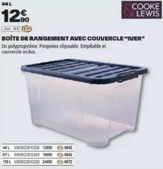 BOÎTE DE RANGEMENT AVEC COUVERCLE "IVER"