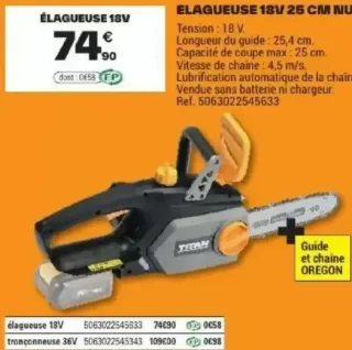 Élagueuse Titan 18V 25 cm nue
