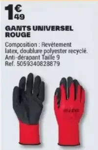 Gants universel rouge Site