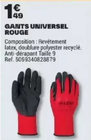 Gants universel rouge Site