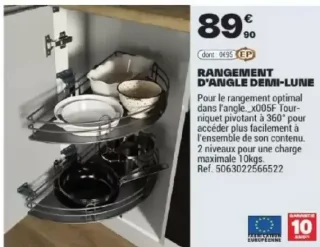 Rangement d'angle demi-lune Cooke & Lewis