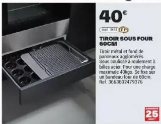 Tiroir sous four 60cm Cooke & Lewis