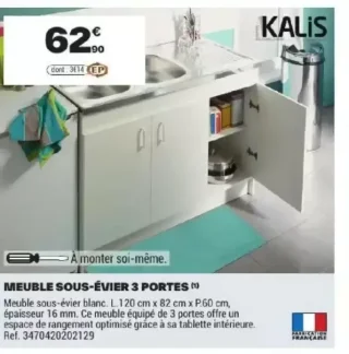 Meuble sous-évier 3 portes Kalis