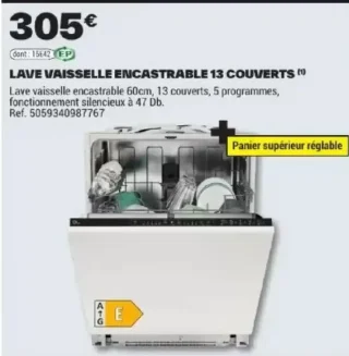 Lave vaisselle encastrable 13 couverts