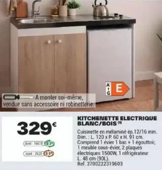 Kitchenette électrique blanc/bois