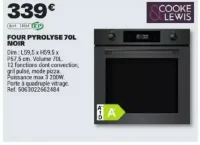 FOUR PYROLYSE 70L NOIR COOKE & LEWIS