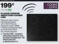 COOKE & LEWIS PLAQUE CUISSON INDUCTION 4 ZONES LINK