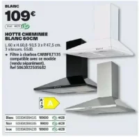 HOTTE CHEMINEE BLANC 60CM