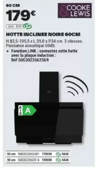 HOTTE INCLINEE NOIRE 60CM