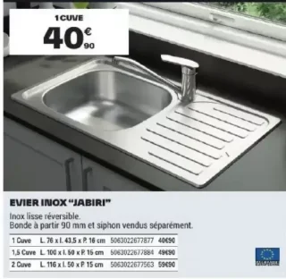 Évier Inox Jabiri 1 Cuve