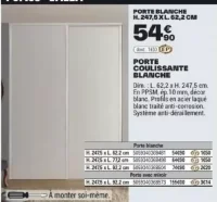 Porte coulissante blanche Valla H. 247,5 x L. 62,2 cm