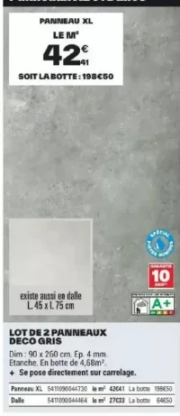 Panneau XL Lot de 2 panneaux deco gris