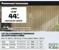 LOT DE 2 PANNEAUX TASSEAUX ACOUSTIQUES CHÊNE