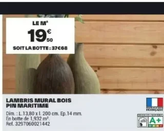 LAMBRIS MURAL BOIS PIN MARITIME