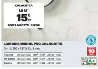 LAMBRIS MURAL PVC CALACATTA