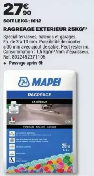 MAPEI Ragréage Extérieur 25 kg
