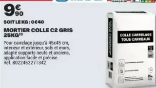 Mortier colle C2 gris Mapei 25kg