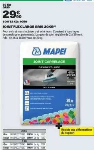 MAPEI Joint Flex Large Gris 20kg
