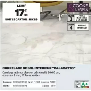 Carrelage de sol intérieur "CALACATTO"