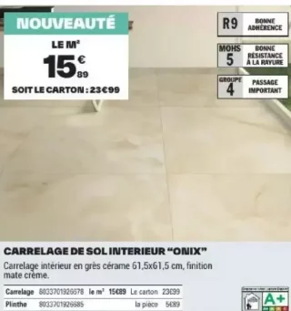 CARRELAGE DE SOL INTERIEUR "ONIX"