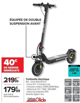Trottinette électrique Urban Glide Urban Ride 85 Evo
