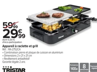 Appareil à raclette et grill Tristar