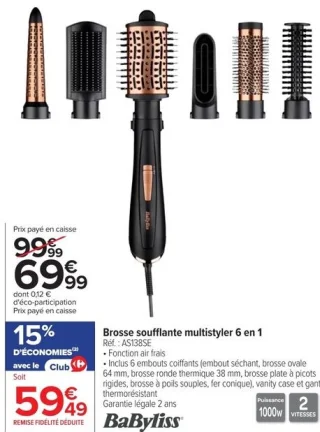 Brosse soufflante multistyler 6 en 1 BaByliss