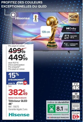Téléviseur QLED 4K* Hisense 55E7S