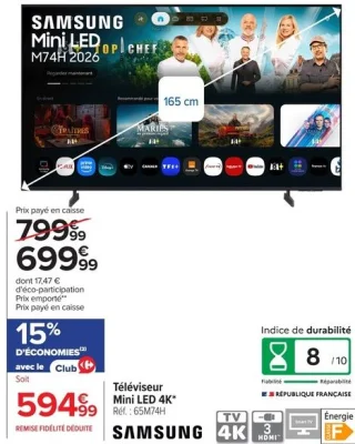 Téléviseur Mini LED 4K* Samsung 65M74H