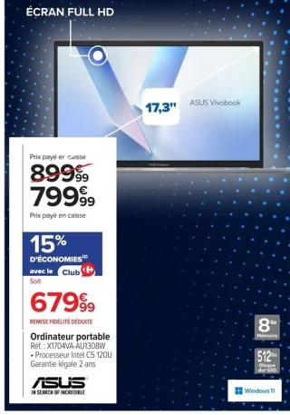 Ordinateur portable ASUS Réf. : X1704VA-AU1308W