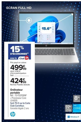 Ordinateur portable HP Ref. : 15-FD0158NF