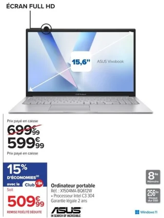 Ordinateur portable ASUS Réf. : X1504MA-BQ612W
