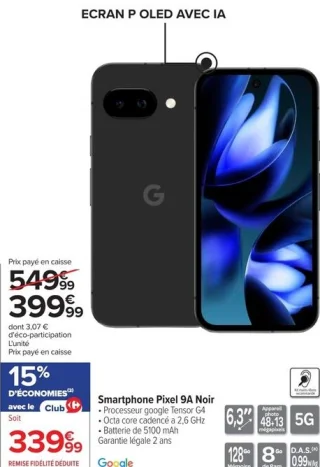 Smartphone Pixel 9A Noir