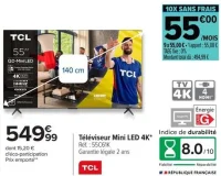 Téléviseur Mini LED 4K* TCL 55C61K