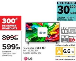 Téléviseur QNED 4K* LG 55QNED85A