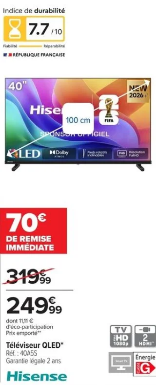 Téléviseur QLED Hisense 40A5S