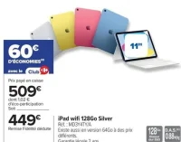 iPad 10,9'' wifi 64Go Silver
